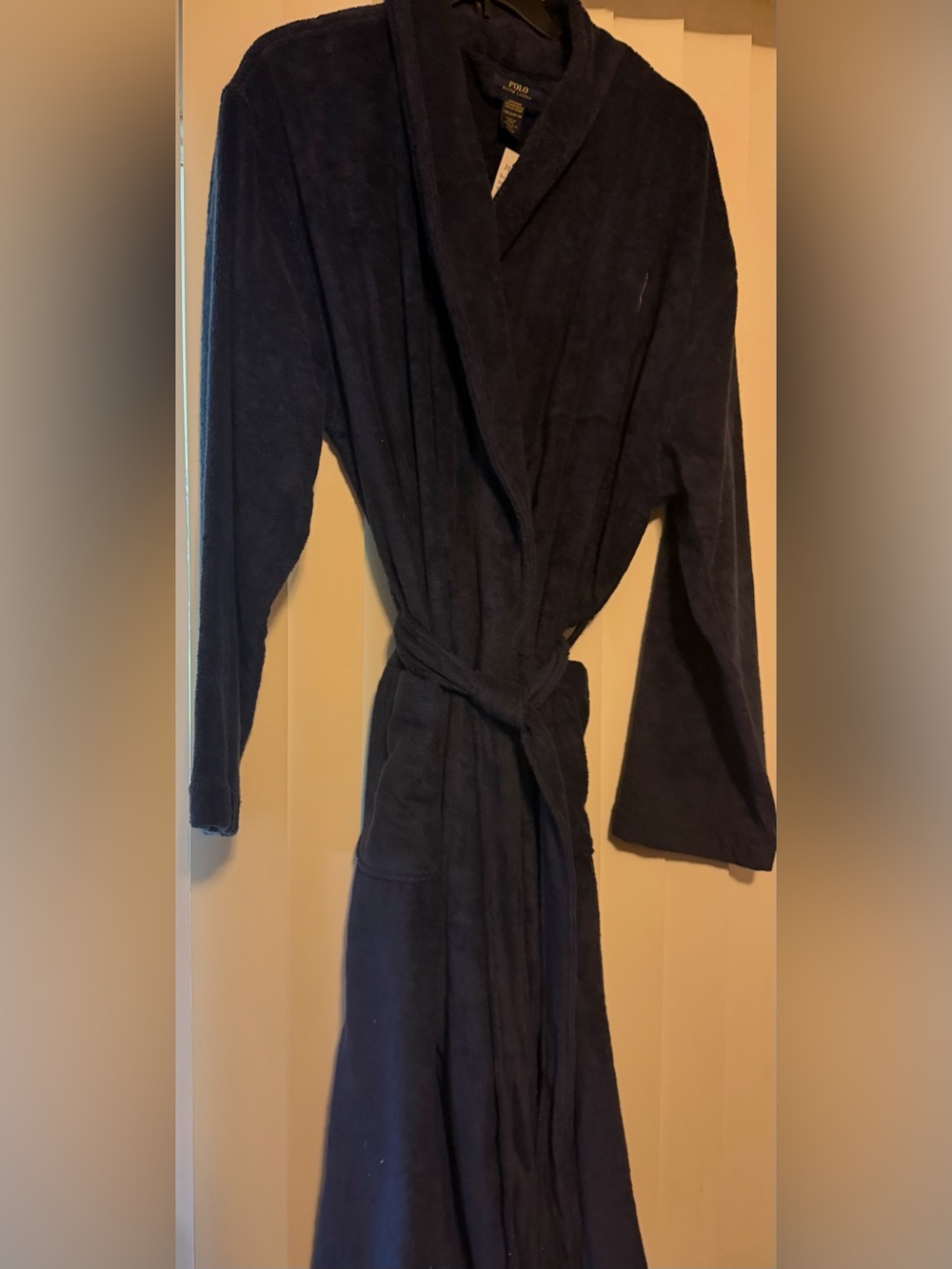 Polo by Ralph Lauren Navy Terry Navy Morning Beat -Collar Robe size S/M-NWOT